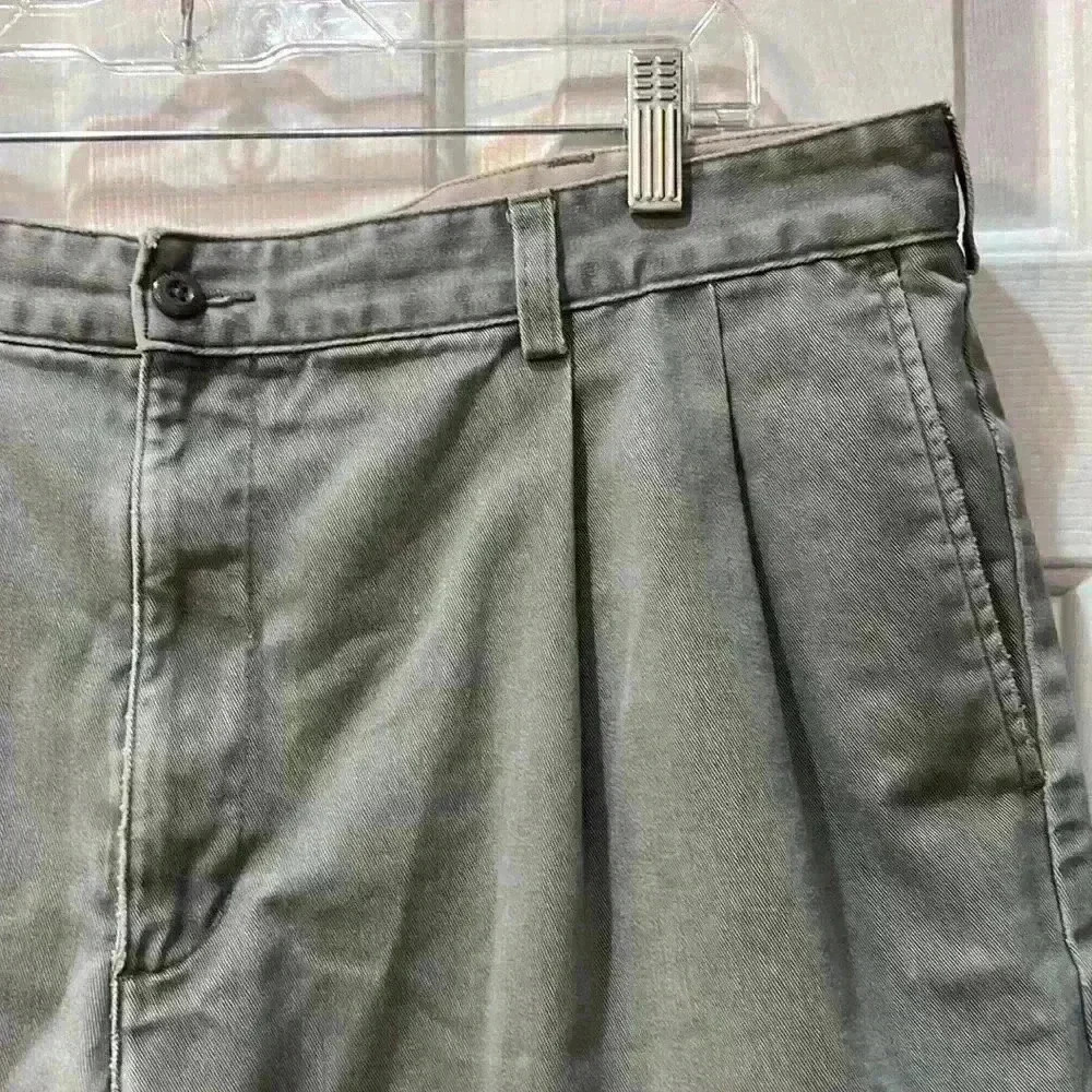 Eddie Bauer distressed twill army green shorts. - Picture 2 of 9